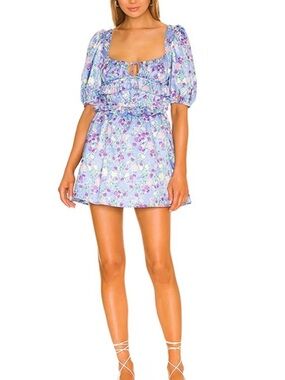 NEW WITH TAG: For Love & Lemons Lavender Floral Puff-Sleeve Mini Dress
